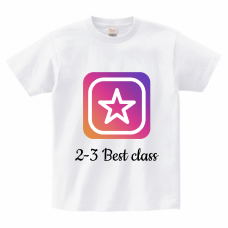 星のロゴとカラフルな背景が映えるパロディ風クラTをオリジナルでプリント　クラスTシャツのテンプレートレート　Printstar ヘビーウェイトTシャツの無料デザインテンプレート